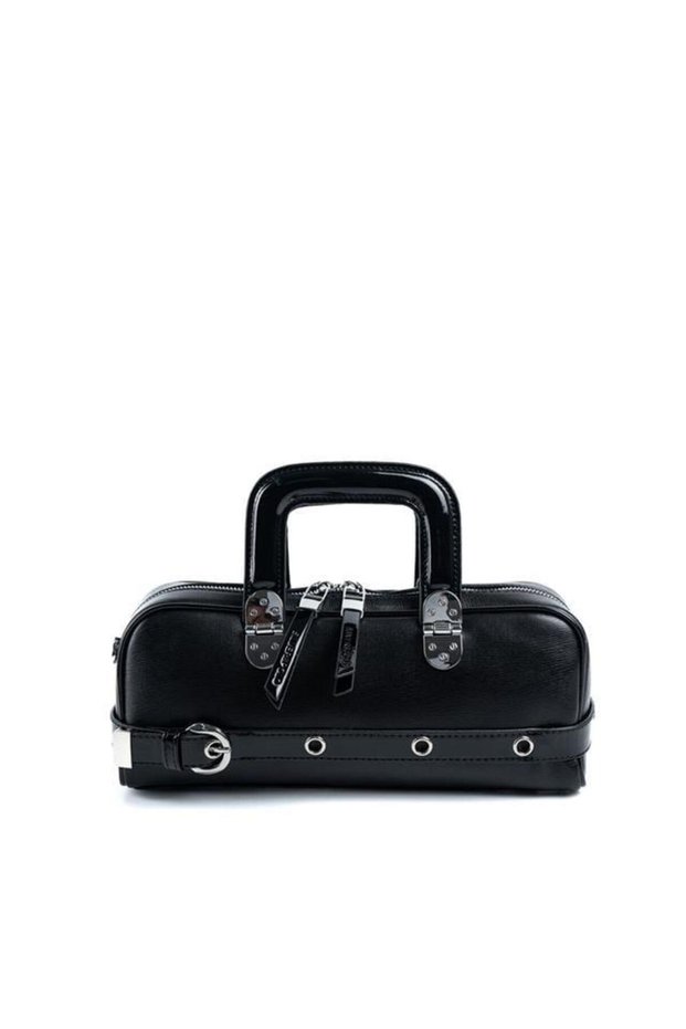 Black - Patent Leather Black Plain Women's Handbag Sp1258