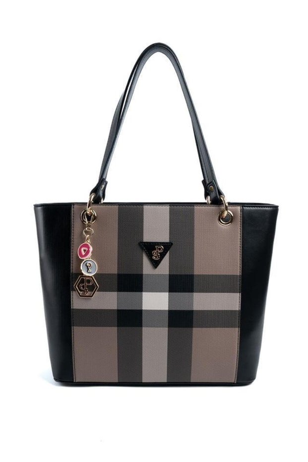 Coffee - Black Plaid Women's Shoulder Bag Sp1176