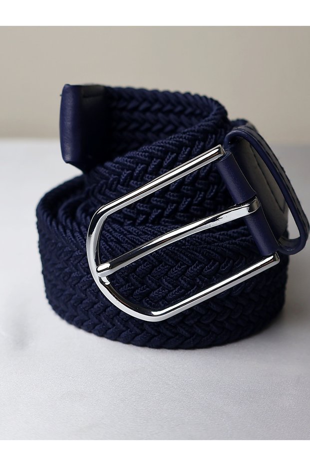 Unisex Flexible Braided Belt with Metal Buckle 3.5 cm