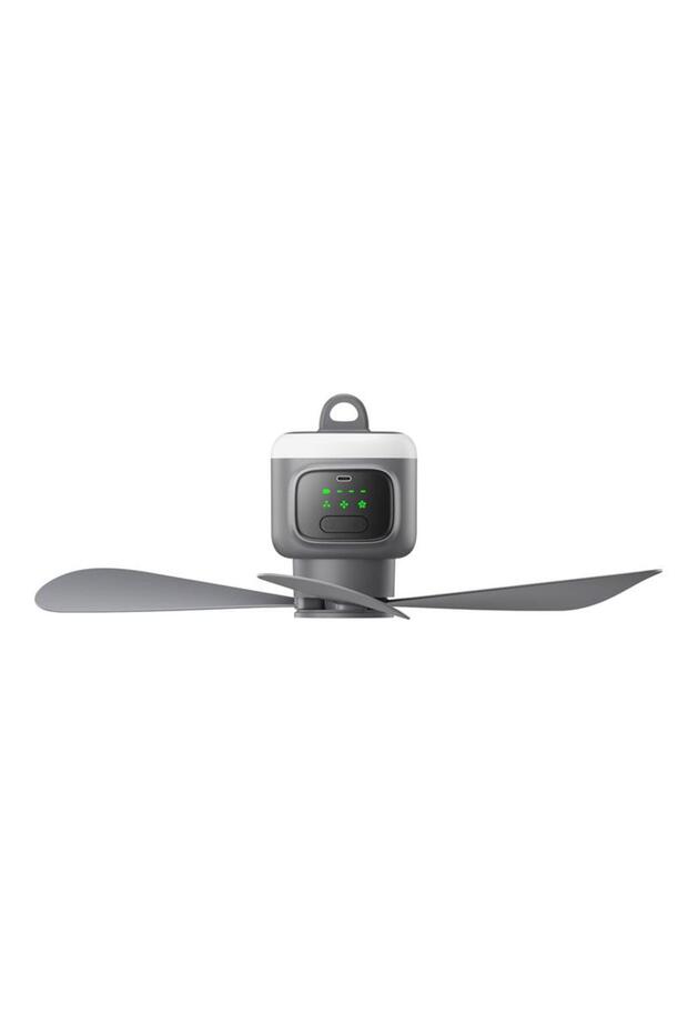 Grey 12000mAh Ceiling Fan Portable Outdoor Camping Fan Tent Air Circulator Cooler Rechargeable Elect