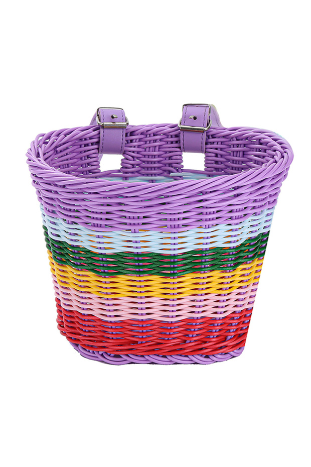 Multicolor Rattan Bike Basket Adjustable Front Handlebar Bicycle Basket Multifunction Hand Woven Bik