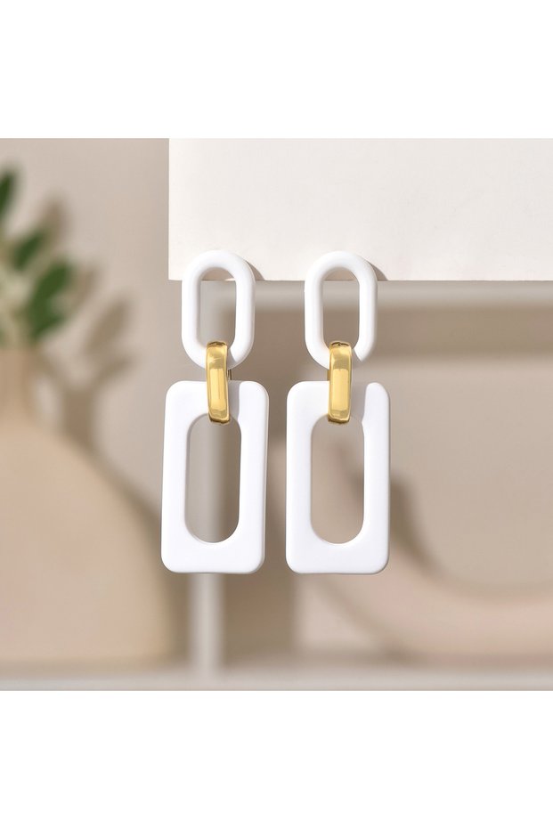 white pendientes New Rectangular Hollowed Out Acrylic Stud Earrings Earrings Popular Retro Personali