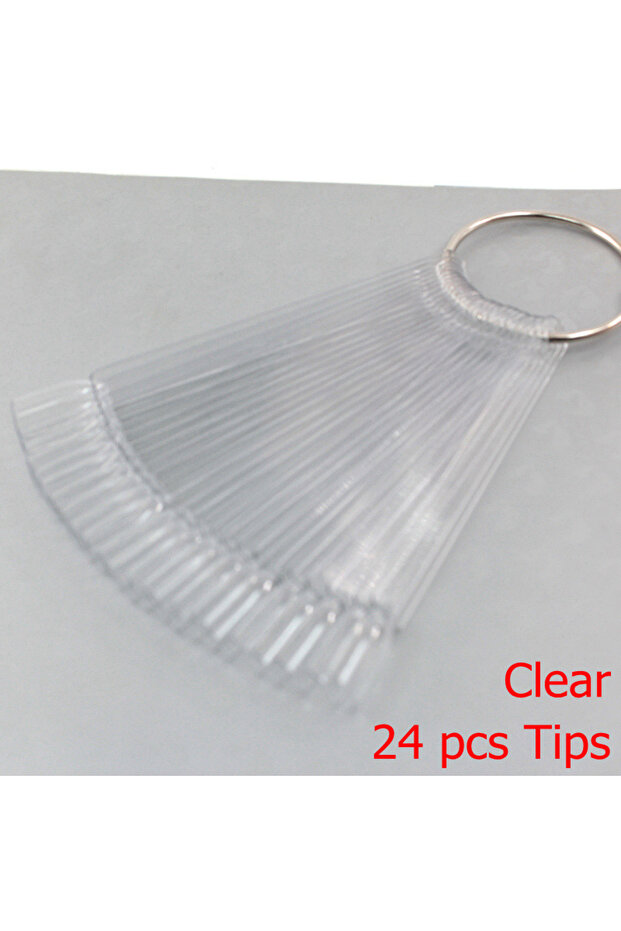 Clear-24 Pcs False Nail Tips fan Nature Clear Black 12/24/32/50 pcs/set Finger Full Card Nail Art Di