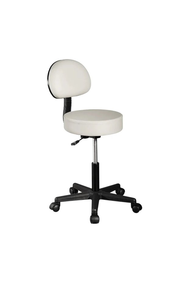 Adjustable Medical-Massage-Beauty Stool with Removable Adjustable with Removable Backrest (white)