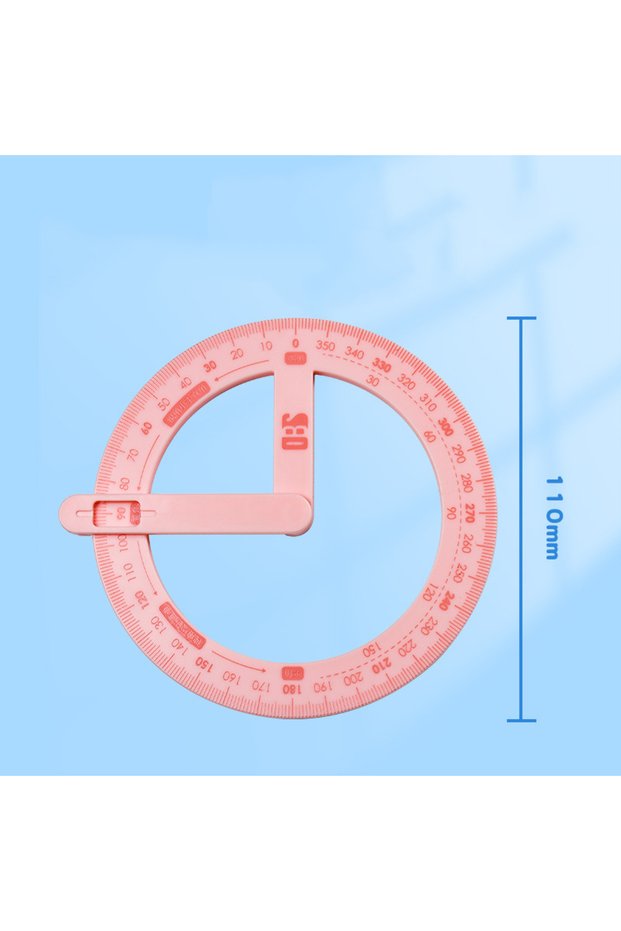 pink 360-degree Movable Angle Protractor Mathematical Angle Drawing Tool Geometric Angle Demonstrati