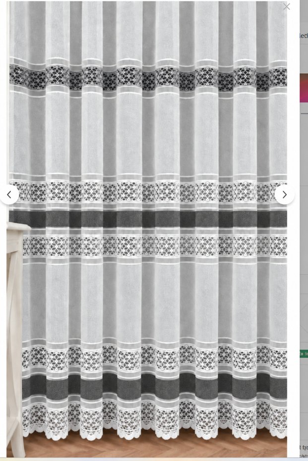 Lace Tulle Curtain | Anthracite | 1X3 Dense Pleats | No Wrinkle, No Ironing Required | Decorative Tulle Curtain