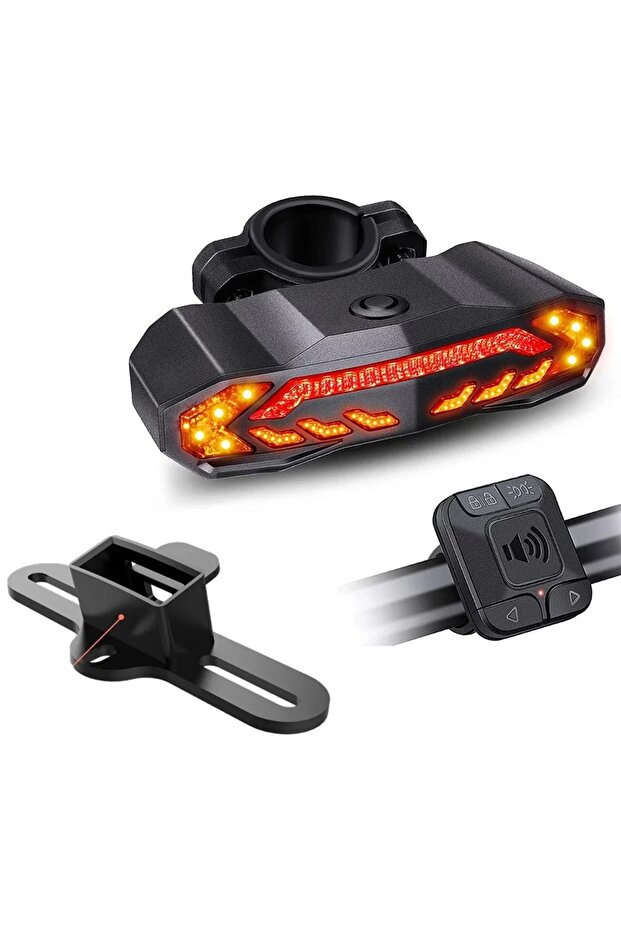 A-Set Wireless Bicycle Alarm Rear Tail Light With Turn Signal IP65 Waterproof USB Charging Bike Brak