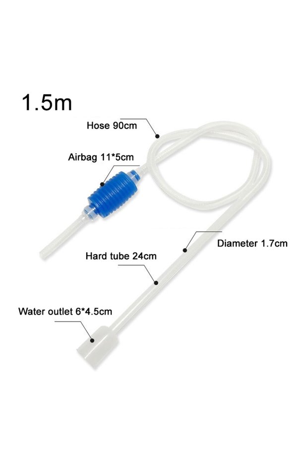 1.5m Aquarium Siphon Fish Tank Syphon Vacuum Gravel Water Filter Cleaner Pump Manual Cleaner Vacuum