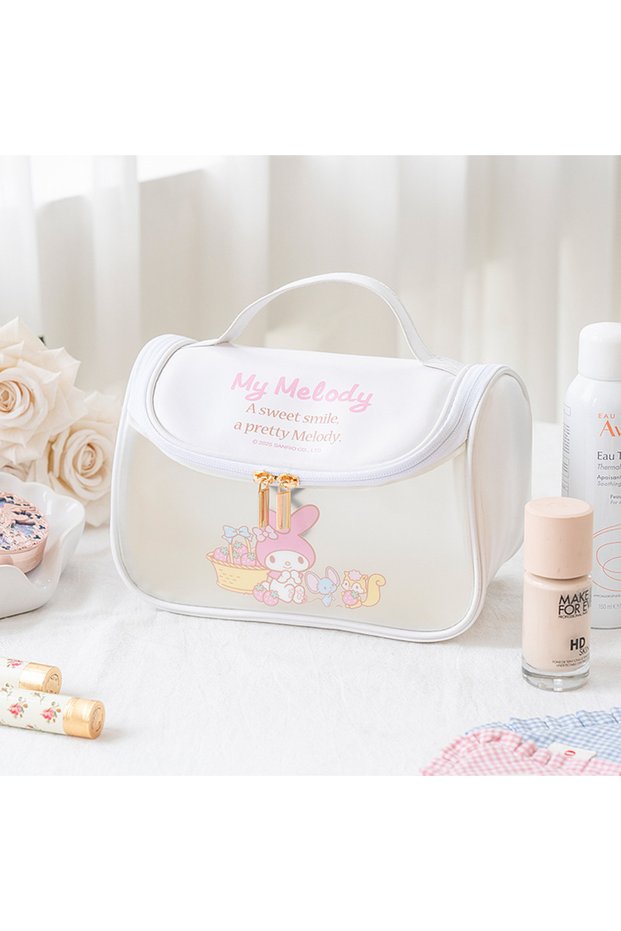 Melody Sanrio PU Leather Cosmetic Bag | Hello Kitty Kuromi My Melody | Large Capacity Travel Toilet