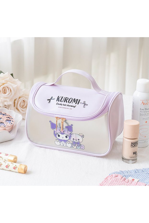 kuromi Sanrio PU Leather Cosmetic Bag | Hello Kitty Kuromi My Melody | Large Capacity Travel Toilet