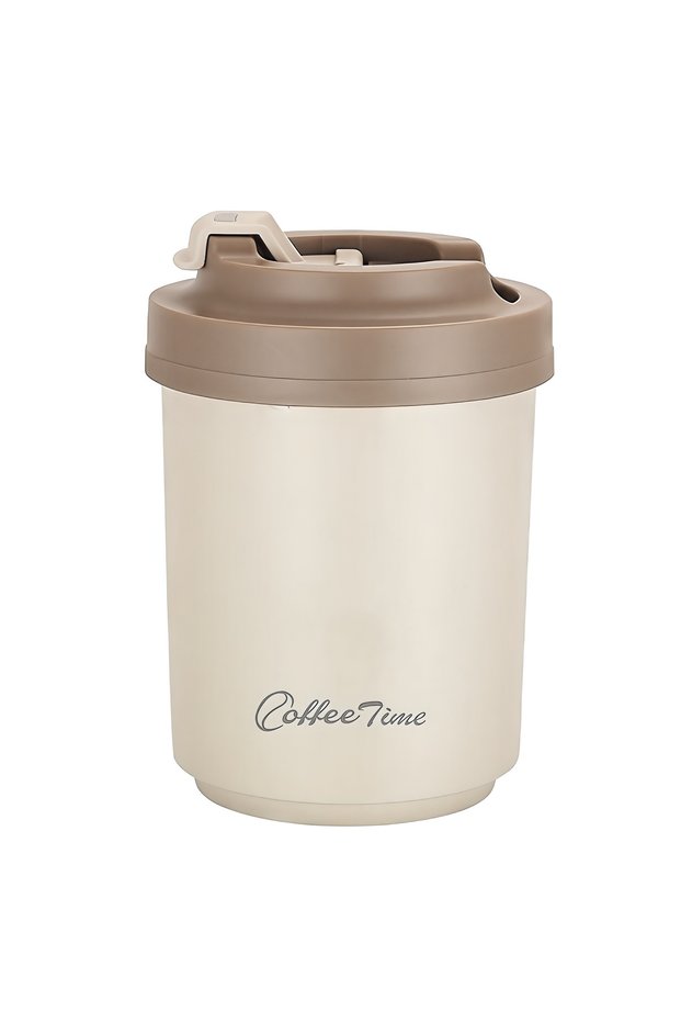 304 L Steel Beige 380 ml Coffee Hand Mug (Keep Hot-Cold) Cin566