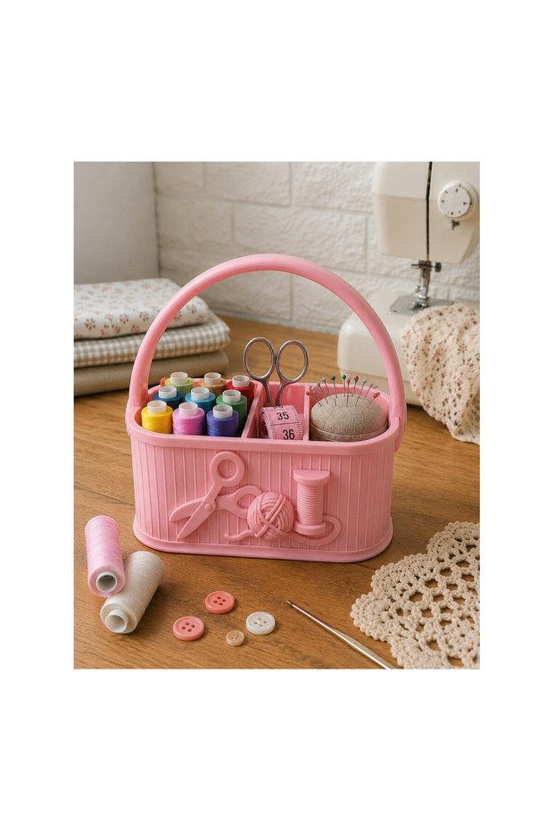 Sewing Box Organizer – Compartmentalized Thread, Scissors, and Sewing Supplies Organizer Decorative Basket