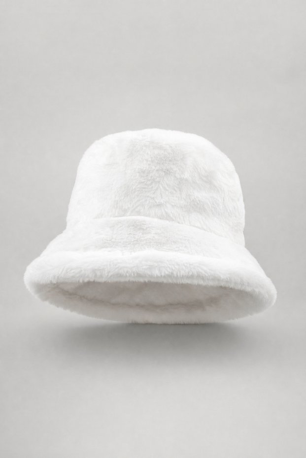 Women's White Plush Fisherman Hat
