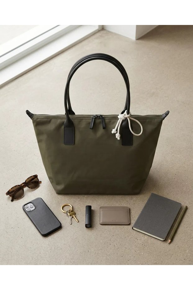 Khaki Women's Charm Shopper Waterproof Large Size Hand and Shoulder Bag
