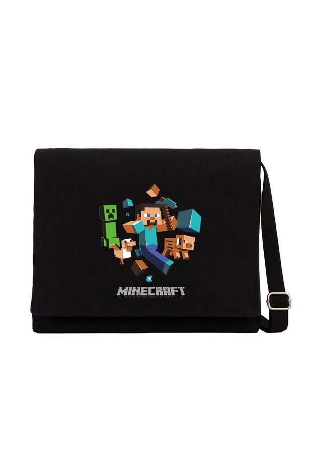 Mine-Craft Elements Black Canvas Messenger Bag