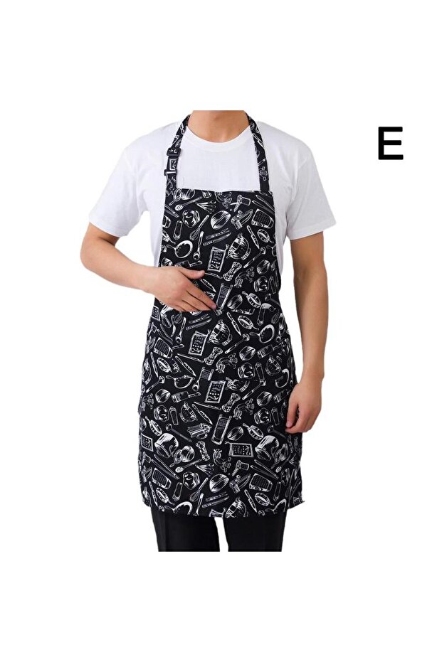 C 1pc Adjustable Adult Apron Striped Restaurant Chef Apron Outdoor Camping Picnic Kitchen Cook Apron
