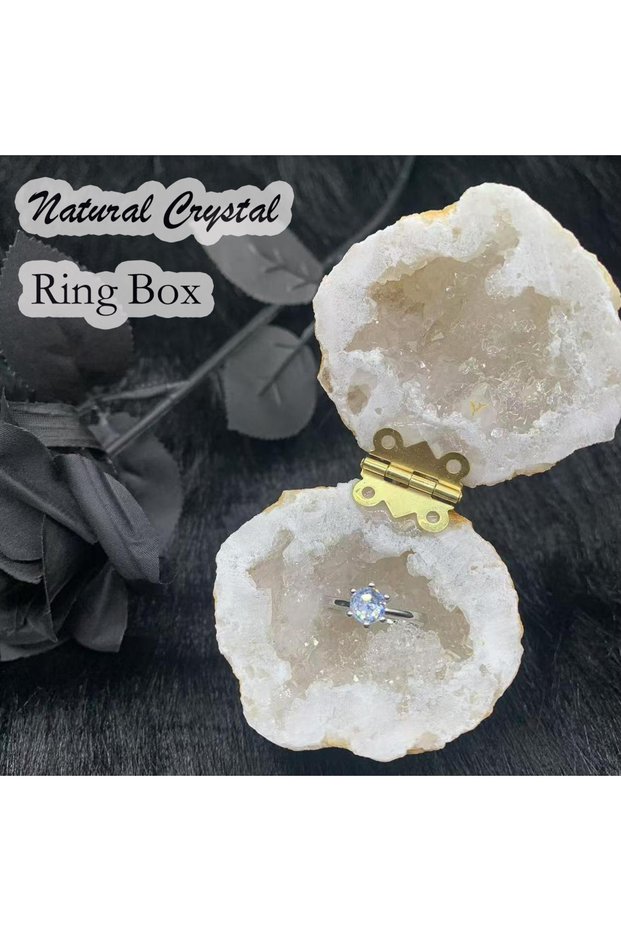 4-5cm White(Natrual) 1PC Natural Moroccan Crystal Cave Ring Box, Gifts for Friends/Lover/Children, f