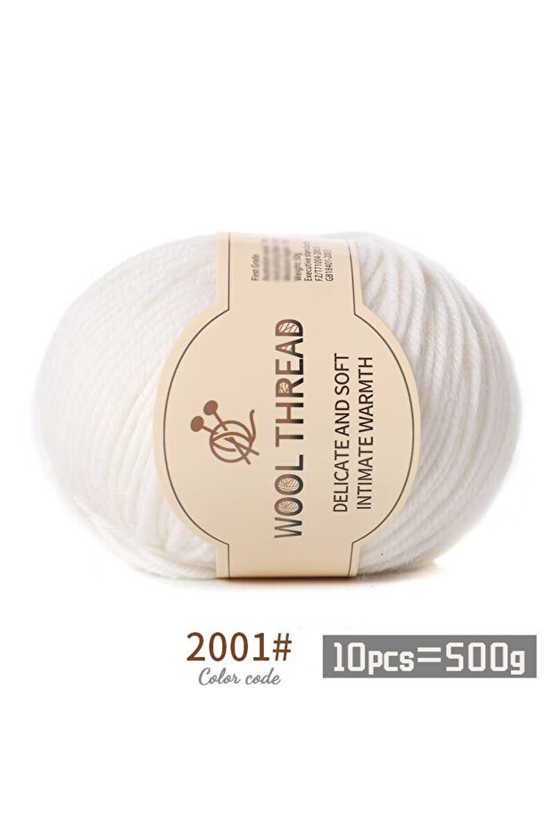 2001 Milky White 500g 290 Medium Coarse Combed Alpaca Wool Yarn, Autumn and Winter Warm and Fashiona