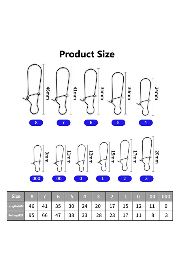 Size 00 100Pcs Fishing Gear Accessories Reinforced Pins Bait Connectors Stainless Steel Sturdy Durab