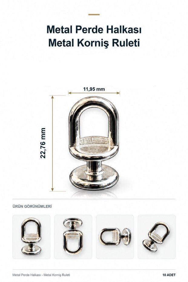 Metal Curtain Ring - Metal Cornice Roulette 10 Pieces