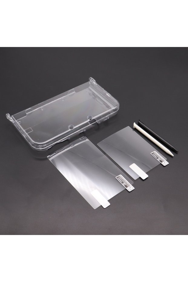 1 set -B For New 3DS XL LL Clear Split Shell Transparent Protective Cover Case Screen Film LCD Scree