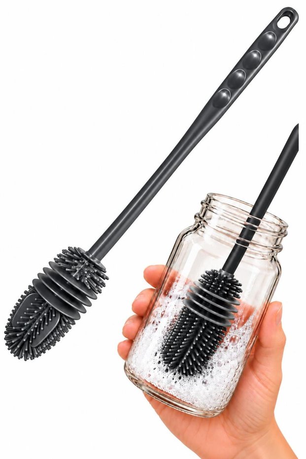 2Pcs Silicone Brush Baby Bottle Nipple Cleaner Jar Thermos Water Bottle Oil Bottle Cleaning Brush 27cm