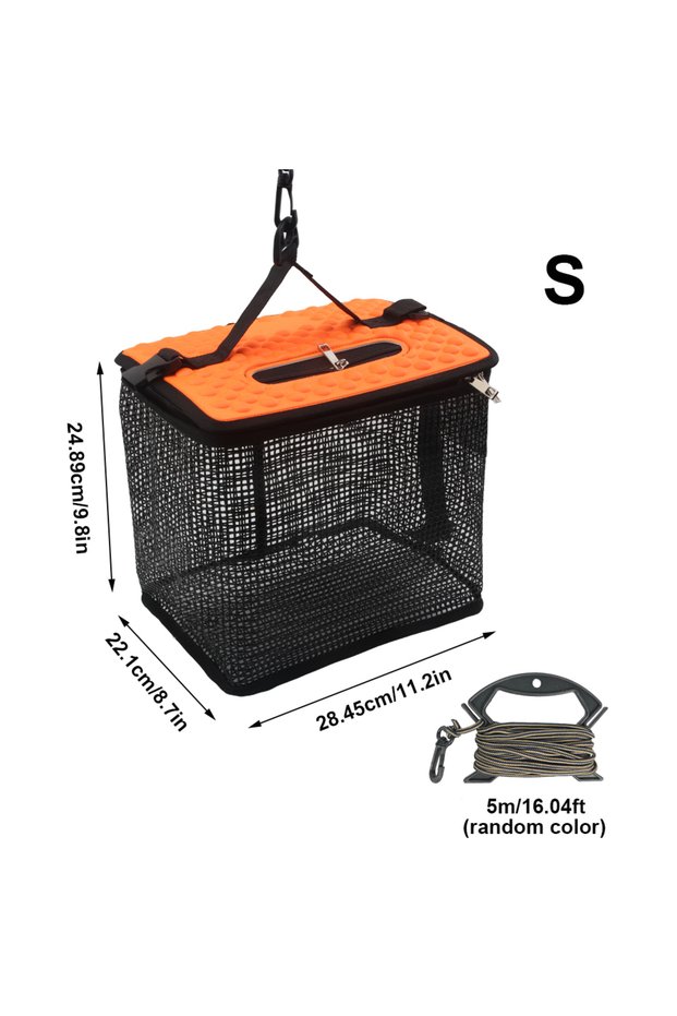 S Floating Fish Basket Fish Basket for Caught Fish Foldable Fishing Holder Minnow Bucket Portable Co