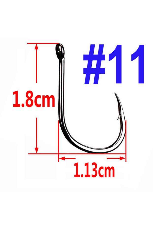 size 11 100 Pcs Iseama Carp Fishing Hook Offset Circle Hook Single Fly Fishing Jig Hook Barbed Sea F