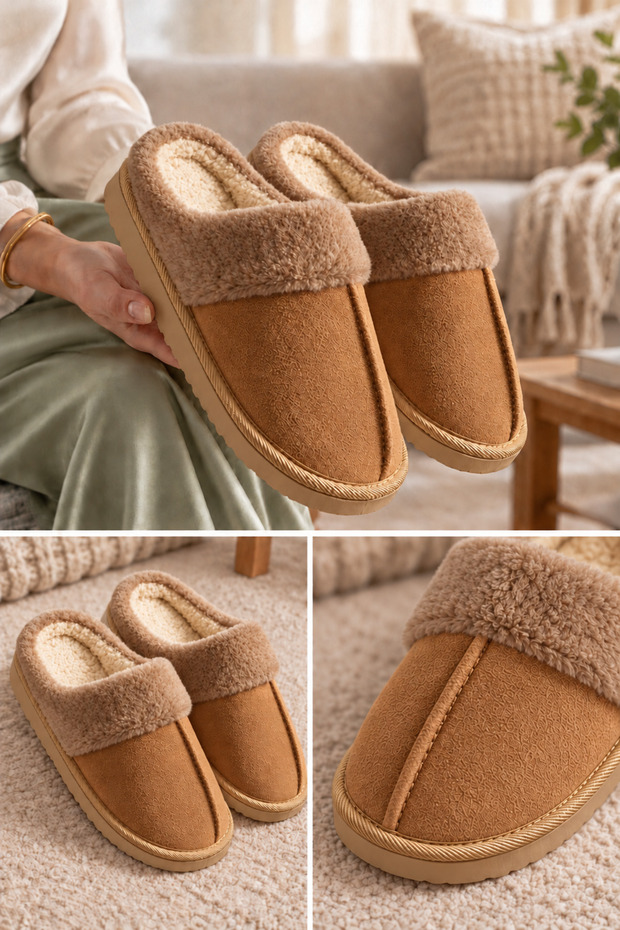 Women's Home Slippers Plush Indoor Slippers Silent Sole Warm Stylish Design