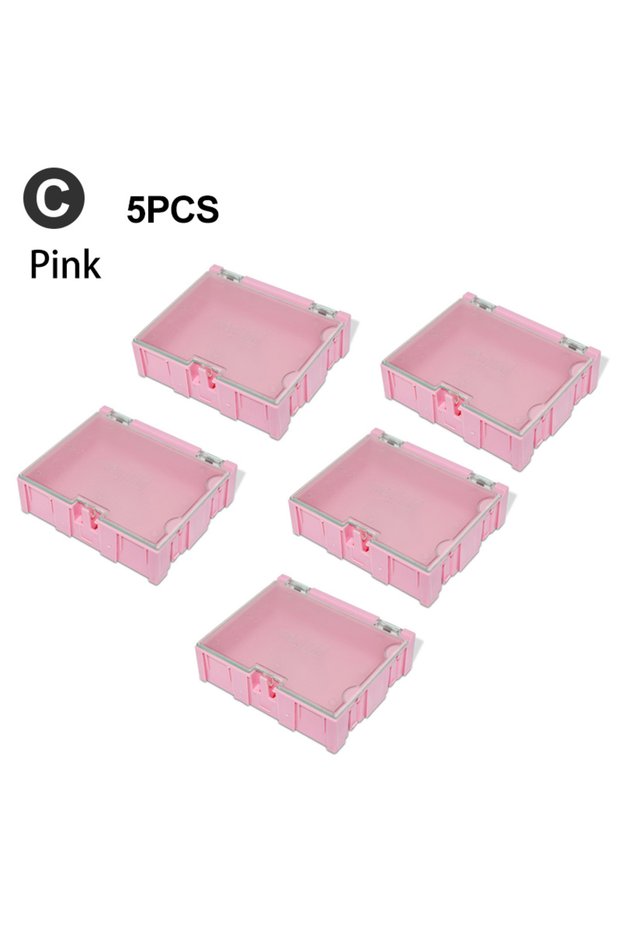 C Pink 5PCS SMT Component Box SMD Storage Box PCB Component Organizer Portable Container Electronic