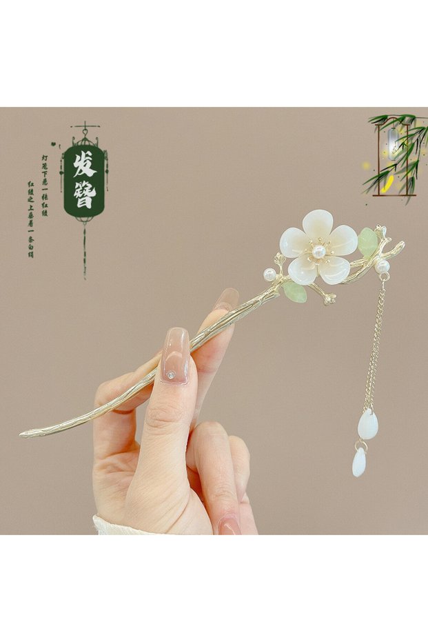 2 Elegant Chinese Style Hair Clip Tassel Hair Stick Traditional Floral Design Hairstyle Accessory W.