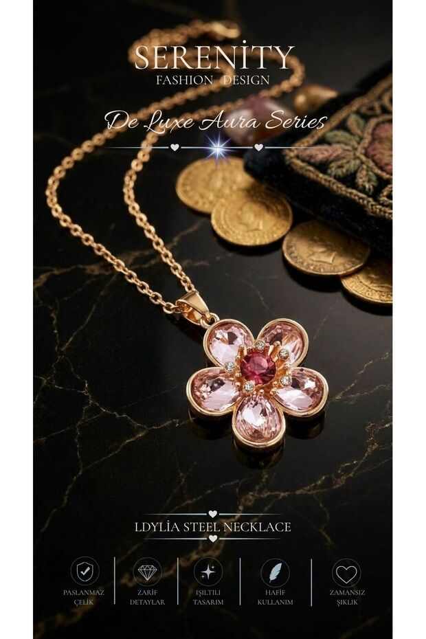 Ldylia Flower Figured Steel Necklace