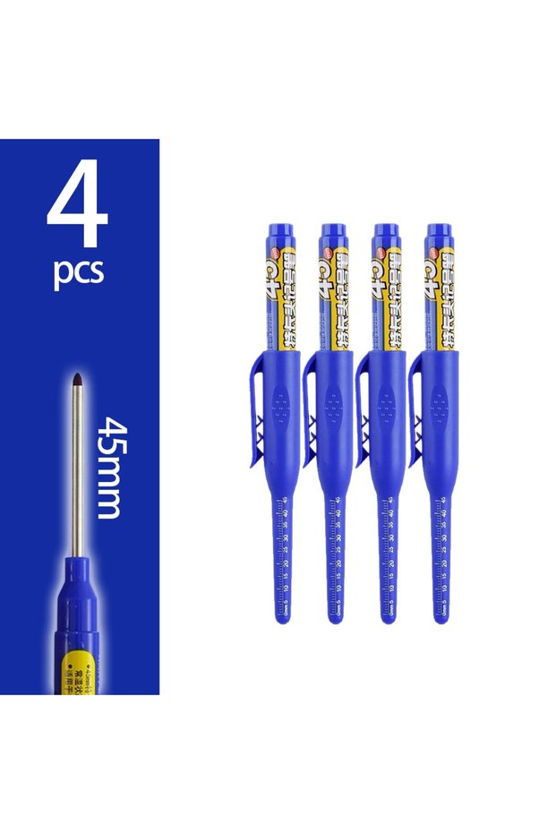 Blue 4pcs 4-60Pcs 45mm Long Nib Head Carpenter Pen Deep Hole Marker Pens Black/Blue/Red/White for Me