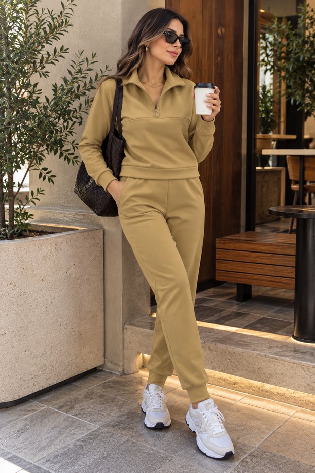 Zipper Collar Tracksuit Set