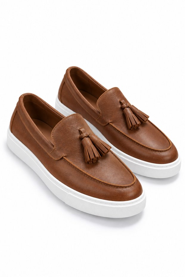 Jy153 Bloom Laceless Tasseled Skin Men's Casual Sports Classic Shoes Cbt - Tan