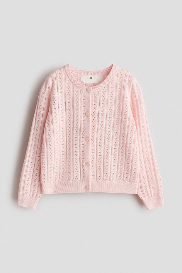 Pointelle-knit cotton cardigan