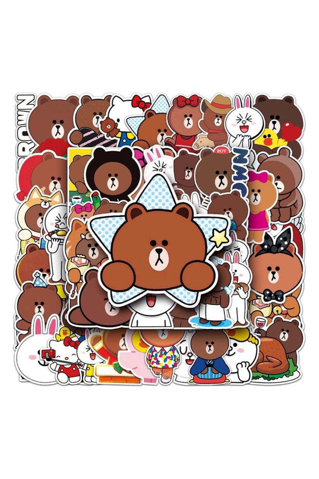 BROWN 52 stickers Cute LINE FRIENDS Brown Cony Sally Stickers Waterproof Vinyl Stickers for Laptop