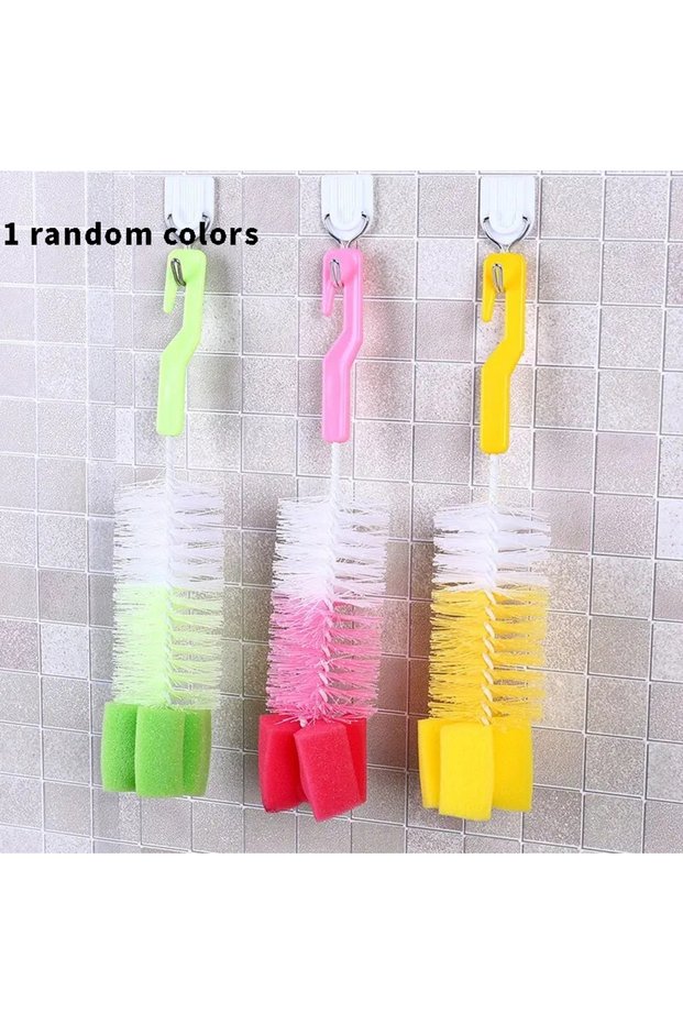 1pcs Random color G1 1/2pcs Multi-Purpose Baby Bottle Brush with Long Handle Fine Hair Sponge for Ho
