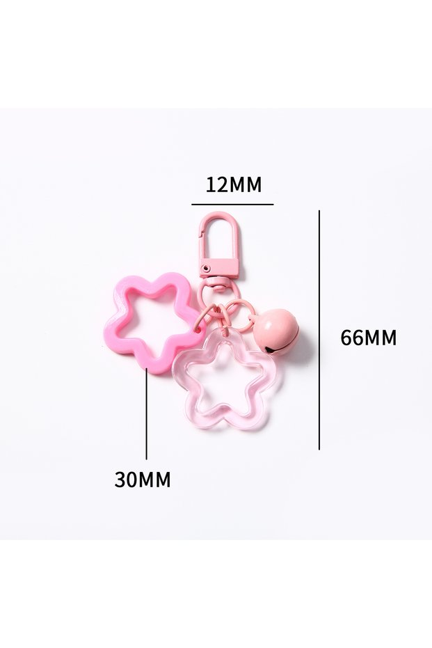 1 pcs Pink 1/5/10/20/50PCS Transparent & Solid Color Star Keychain with Bell Resin Keyring Charm for