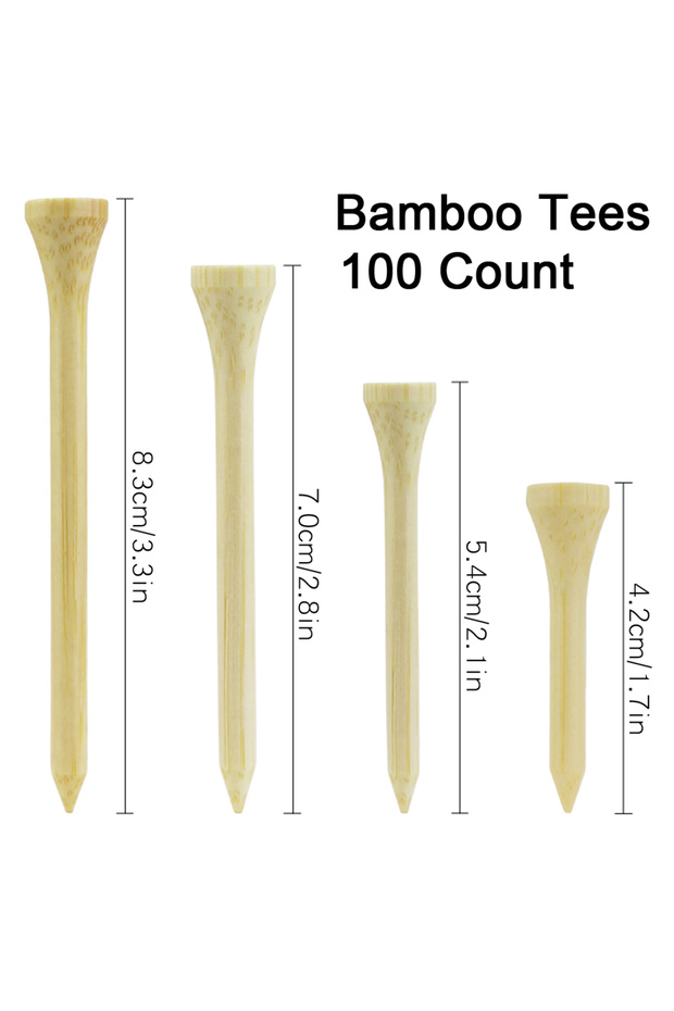 42mm 100pcs 100 Count Golf Tees Bamboo Tee Golf Balls Holder 4 Sizes Available Stronger than Wood Te