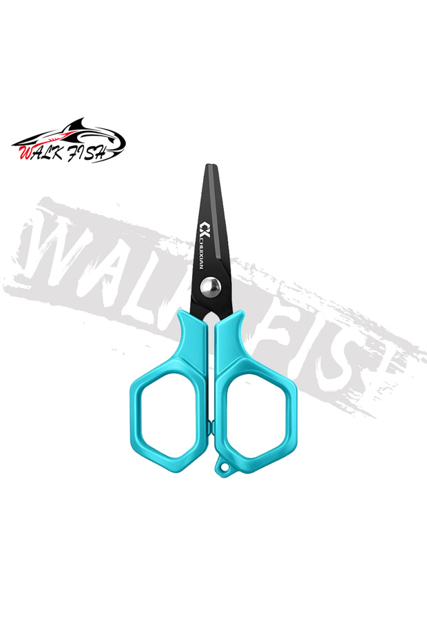 Blue 02 WALK FISH New Fishing Scissors Stainless Steel Multifunctional Titanium Coated Fishing Line