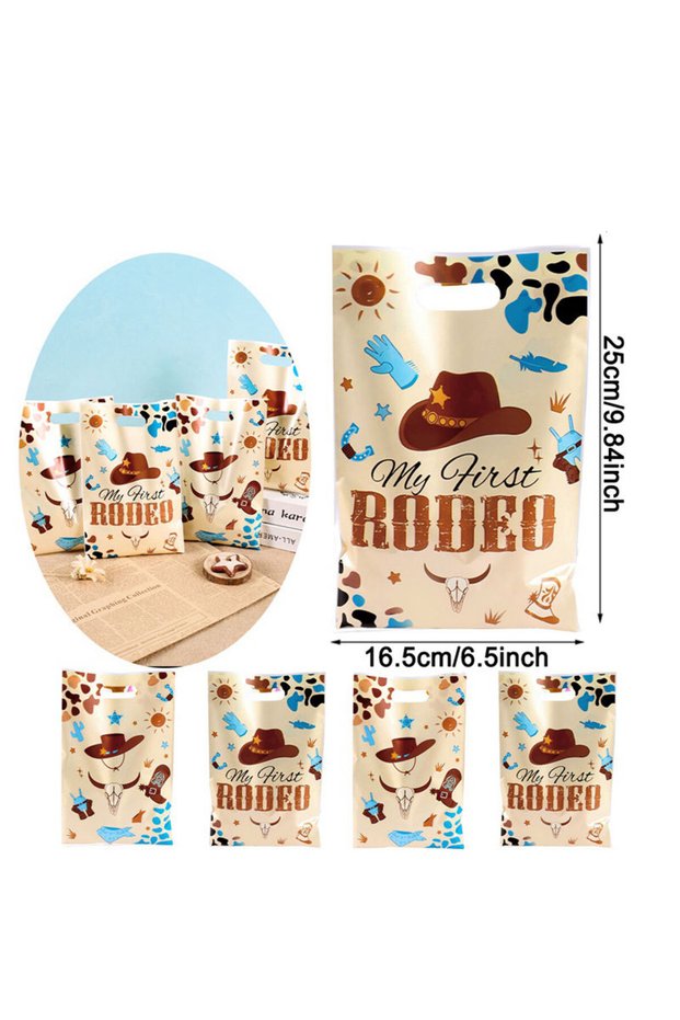 50pcs cowboy 10/20/50pcs Cowboy-Themed Plastic Gift Bag Shopping Gift Bag Cartoon Handbag Holiday Gi