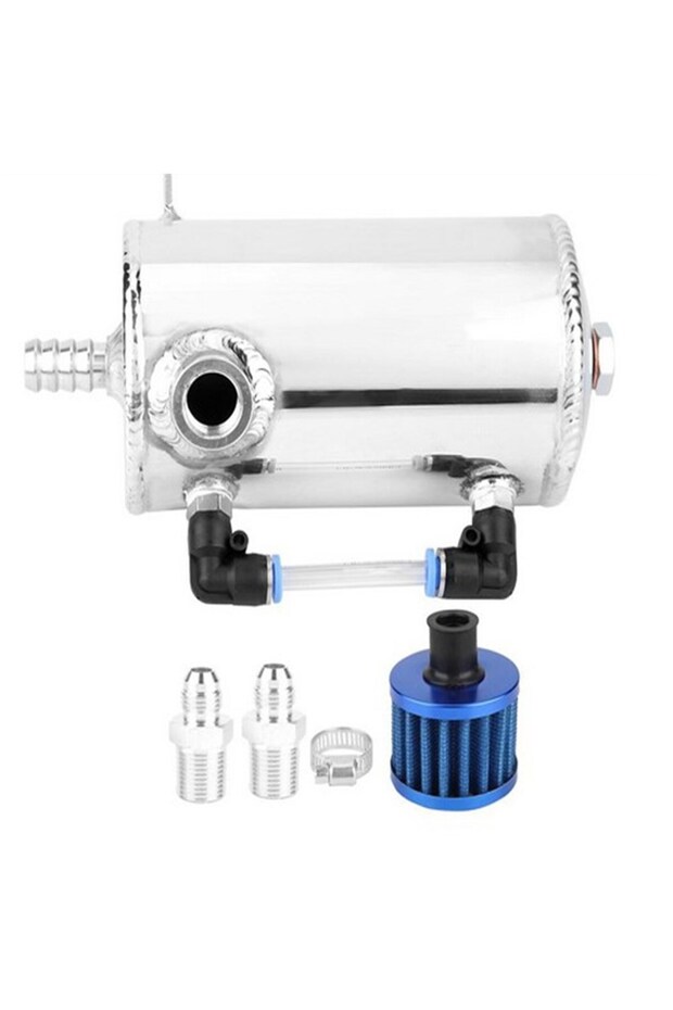 silver Universal Oil Catch Can Reservoir Tank Aluminum Oil Catch Can Tank With Breather Filter