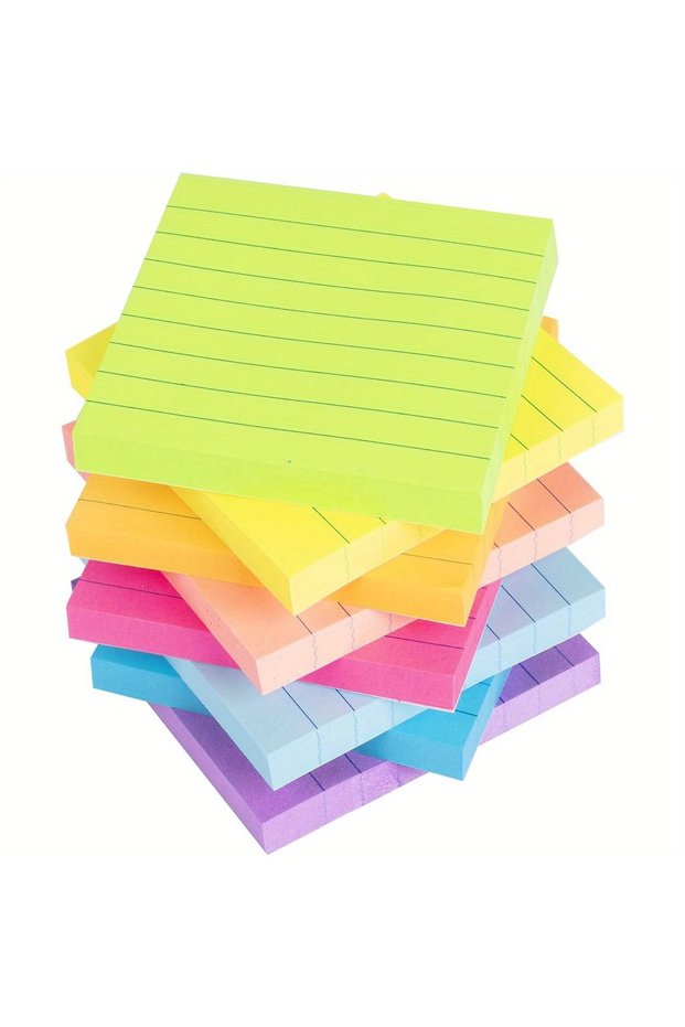 8 Pcs 8 Pcs Lined Sticky Notes 3x3 in Bright Ruled Post Stickies Colorful Super Sticking Power Memo