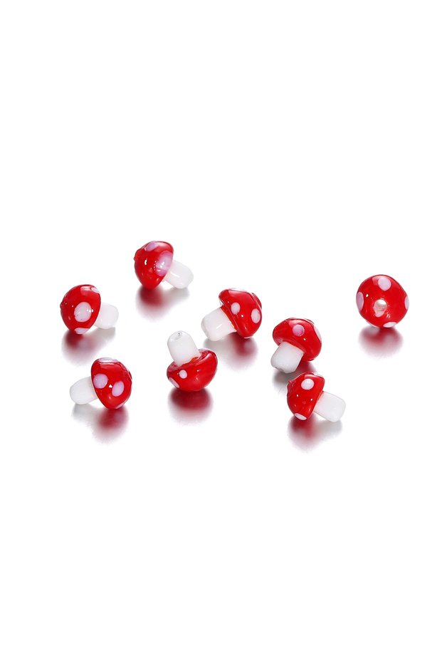 10.5x14mm-10Pcs Red 10/20Pcs Colorful Glass Mushrooms Beads Spacer Loose Beads for Necklace Bracelet