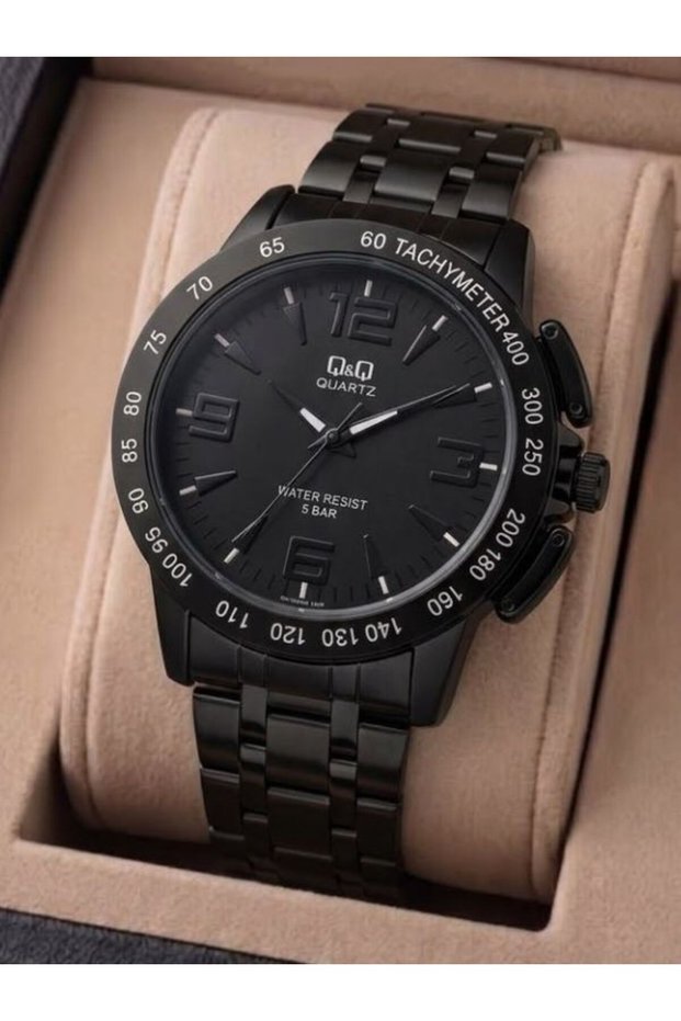 Men's Smoked Black Tachometer Frame Plain Numeral-Free Dial Sports Analog Watch