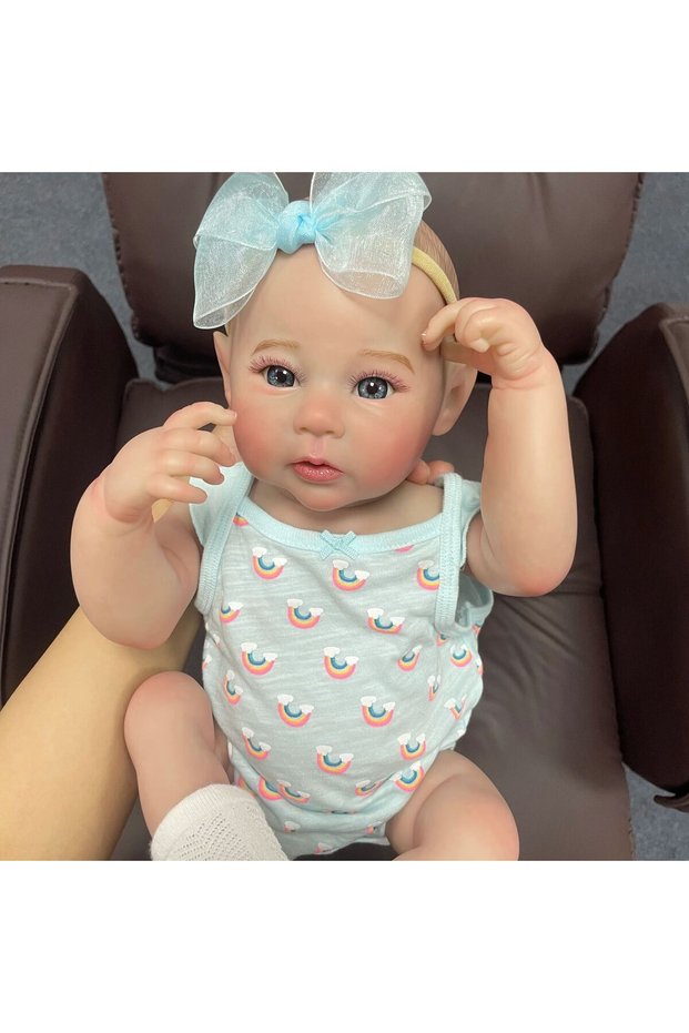 Blue Eyes Full Vinyl Body 18Inch Raven Full Body Silicone Vinyl Girl Washable Reborn Baby Doll With