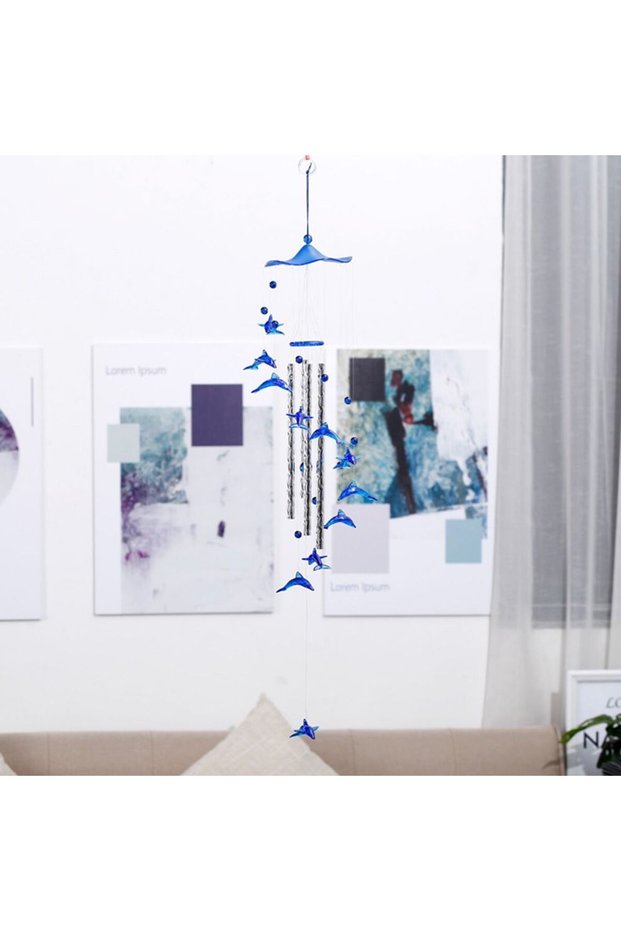Style 2 Creative Dolphin Love Wind Chimes Hanging Pendant Ornament Handmade Crafts Gift Indoor Outdo