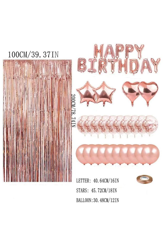 As Picture Rose Gold 39Pcs Happy Birthday Rose Gold Balloon Set for Birthday and Party Decoration