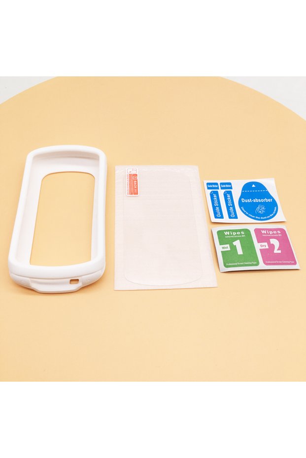 White Garmin Edge 1040 Case with Tempered Glass Film New Silicone Case & Screen Protector for Garmin